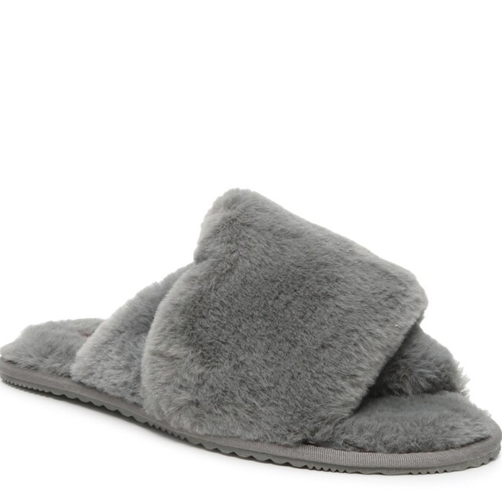 SOREL Go Mail Run Slide Fur Slipper Grey Size 8